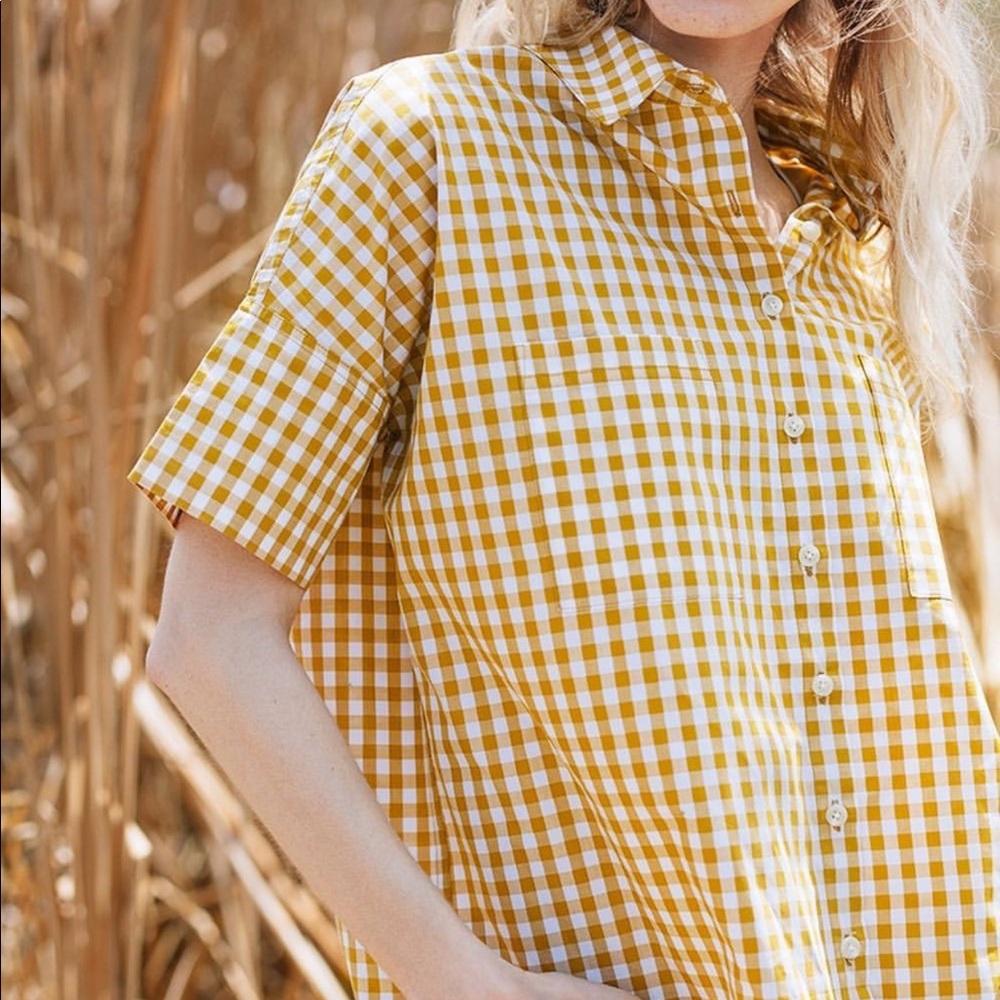 Tradlands yellow gingham button up